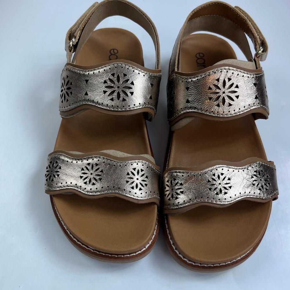 Earth Womens Strappy Ferne Casual Flat Sandals Gold Leather 9M